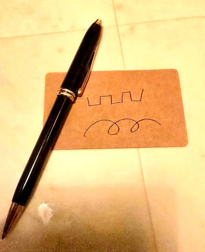 Cross black ballpoint pen with gold-colored decoration featuring classic 廃番柄 design