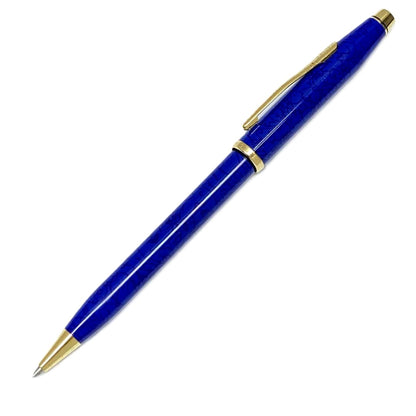 CROSS Century Blue Marble twist ballpoint pen with blue ink showing blue marble finish and twist mechanism