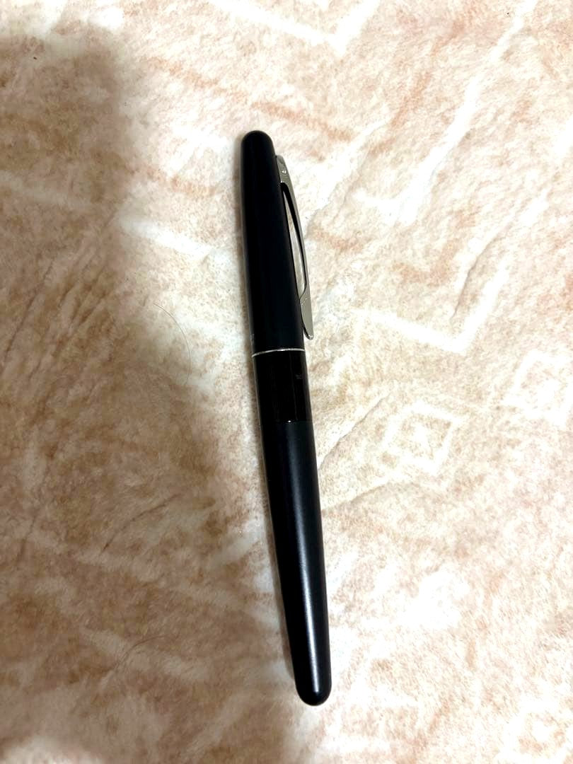 Pilot Fountain Pen with black matte textured body and silver clip, approximately 150mm in length