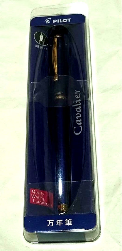 Pilot Old Cavalier fountain pen with fine nib and blue gold barrel shown unused and unopened