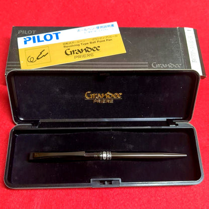 Pilot Discontinued Grandee Priere ballpoint pen in black metallic metal body 140 mm length
