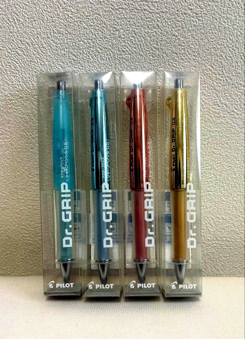 PILOT Dr.Grip 30th Anniversary Mechanical Pencil 4-piece set with Gold, Pink Gold, Blue Silver, and Relaxing Blue colors