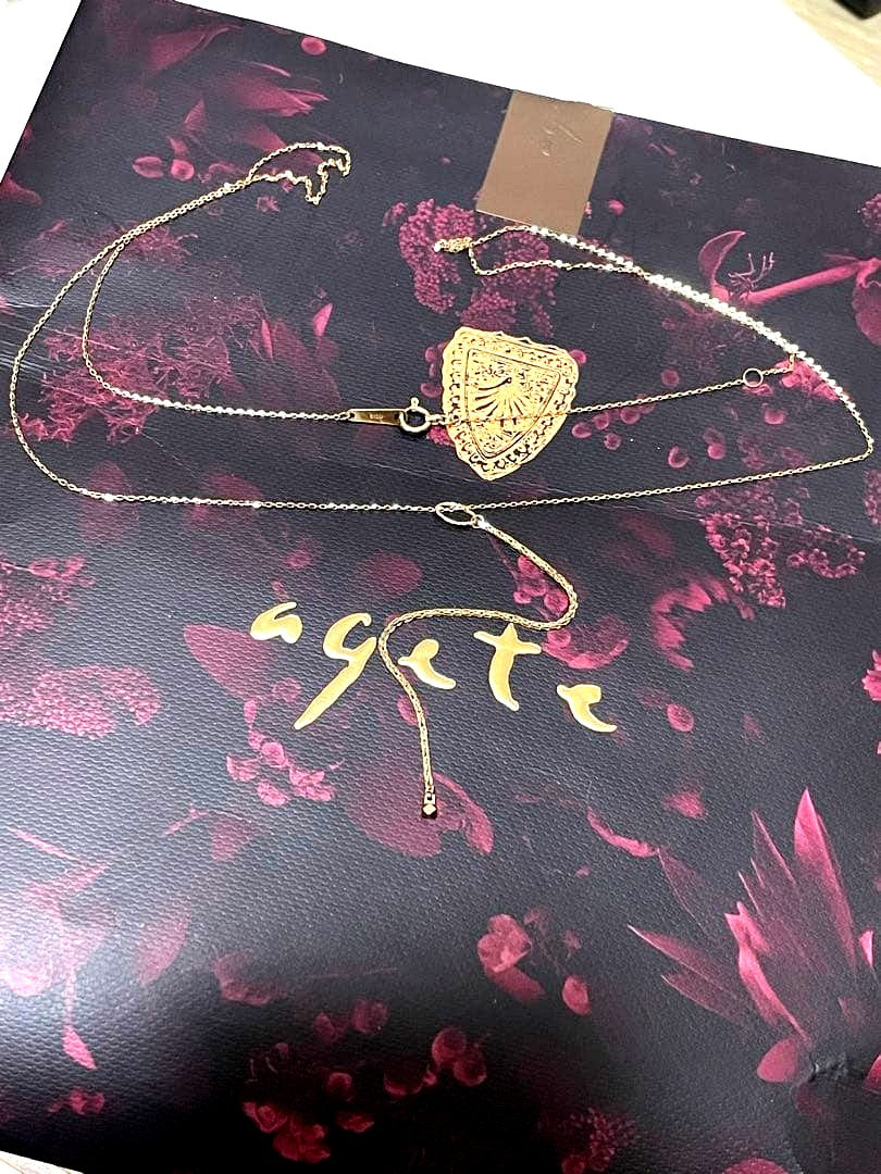 Agete K10 design long necklace 2000mm length elegant gold jewelry piece