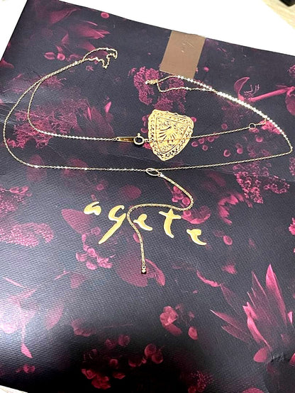 Agete K10 design long necklace 2000mm length elegant gold jewelry piece