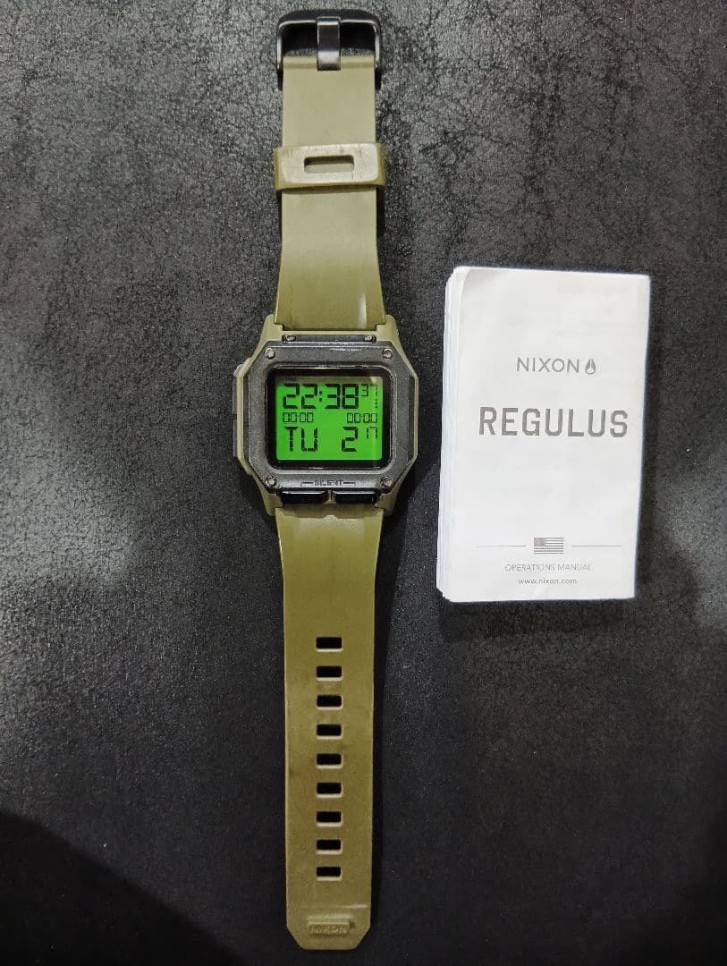 NIXON Regulus LCD Olive Green Digital Men's Watch — Japanese