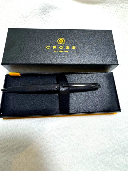Cross brand fine point black ballpoint pen with high-end finish, shown against white background