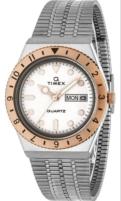 TIMEX Q Timex 36mm White Gold Quartz Men's Watch — Japanese