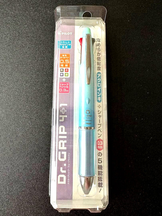 New Doctor Grip 4+1 Pilot gel ink ballpoint pen and mechanical pencil in gradient soft blue with four ink colors plus one pencil
