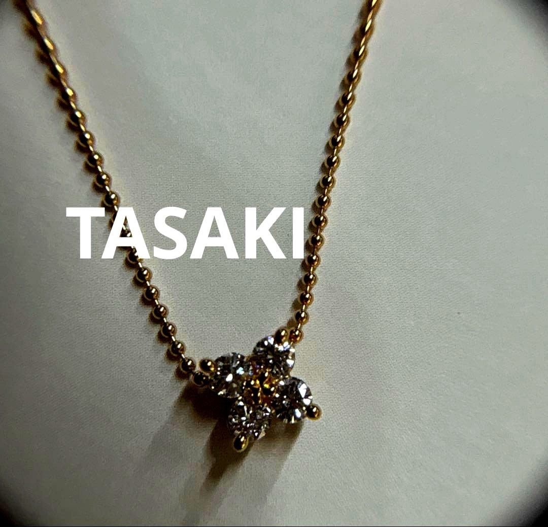 Tasaki diamond necklace 0.24ct with K18 yellow gold chain about 40cm adjustable