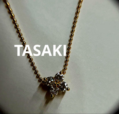 Tasaki diamond necklace 0.24ct with K18 yellow gold chain about 40cm adjustable
