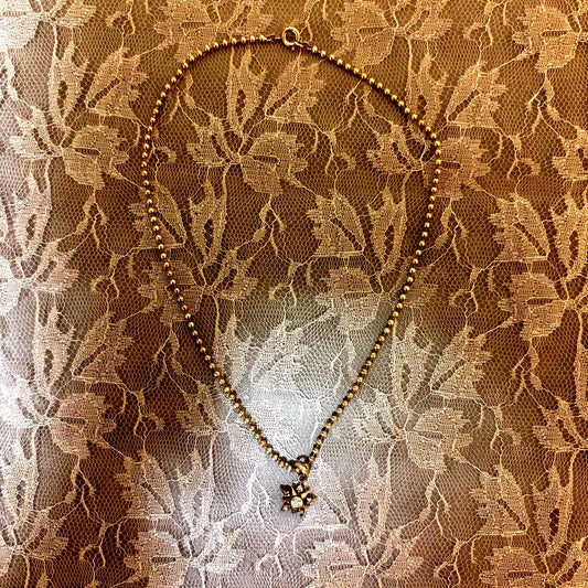 agete K10 diamond necklace with 0.22 carat diamonds on a sterling silver ball chain