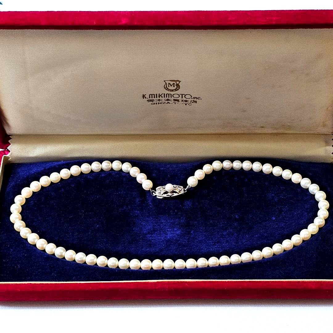 Mikimoto pearl necklace with 5.5mm pearls on 40cm SV925 sterling silver chain