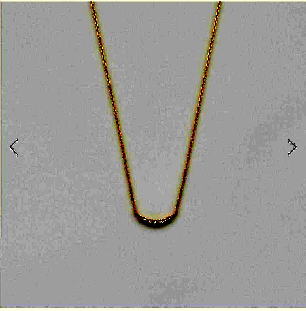 Agete K10 yellow gold diamond necklace with 40cm chain and 0.3 x 1 cm pendant featuring a small center diamond