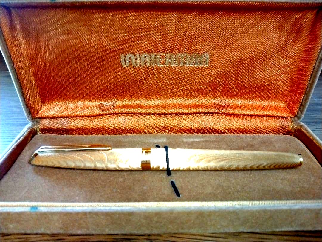 WATERMAN Fountain Pen PLAQUE OR G 18K 750 gold nib with original box in home storage condition