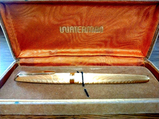 WATERMAN Fountain Pen PLAQUE OR G 18K 750 gold nib with original box in home storage condition