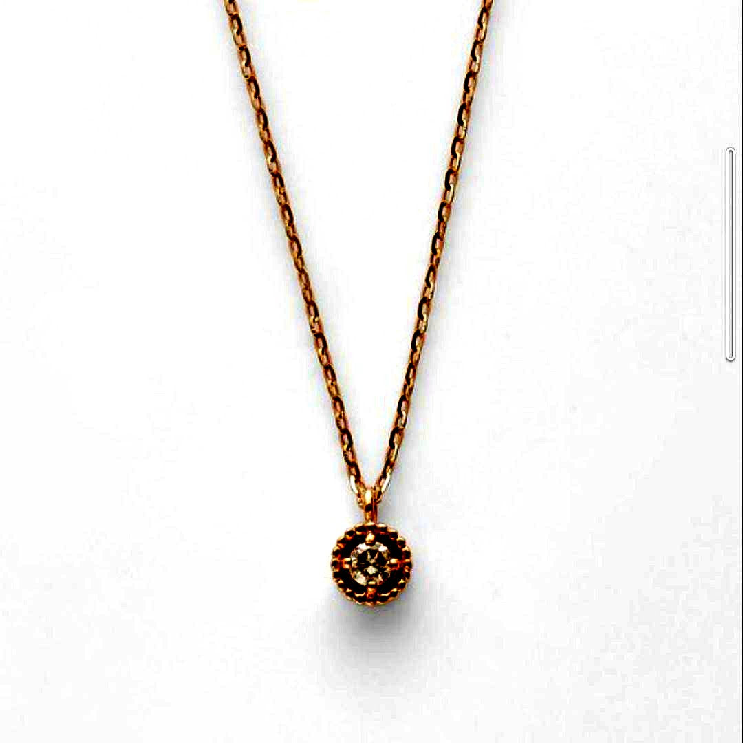 Agete K10 yellow gold diamond necklace with 0.03ct diamond and 40 cm chain