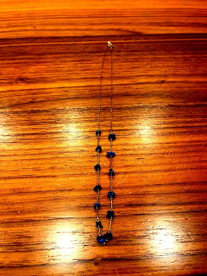 New unused gold Agate necklace by Agete with polished stone pendant on delicate chain