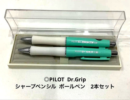 PILOT Dr.Grip mechanical pencil and ballpoint pen set in light green with dedicated case