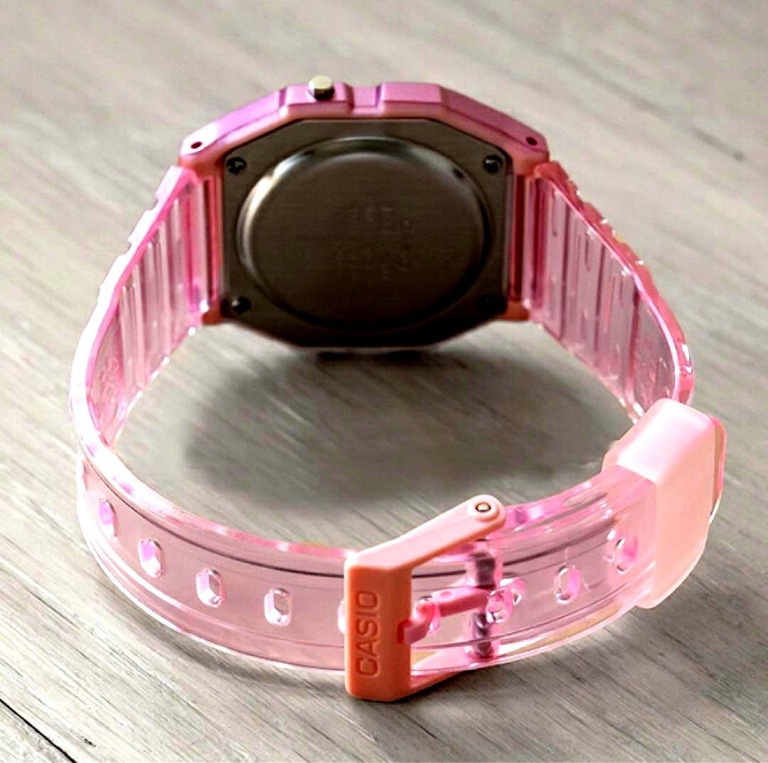 Casio CheapoCasio Pink Clear Skeleton Digital Watch with resin band and LED backlight Japan import