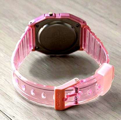 Casio CheapoCasio Pink Clear Skeleton Digital Watch with resin band and LED backlight Japan import