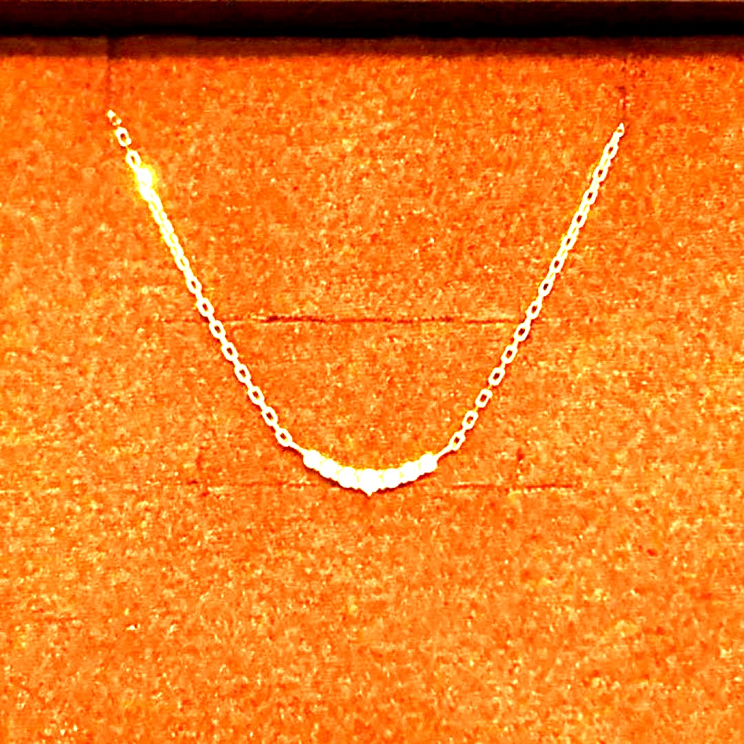 agete K10 yellow gold crescent moon necklace with 0.05ct diamonds on 40cm chain