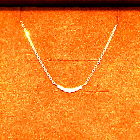 agete K10 yellow gold crescent moon necklace with 0.05ct diamonds on 40cm chain
