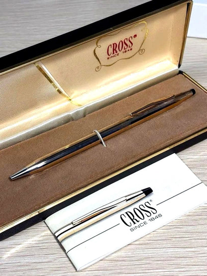 Cross 14KT Gold Filled Ballpoint Pen with old logo in gold color made in USA