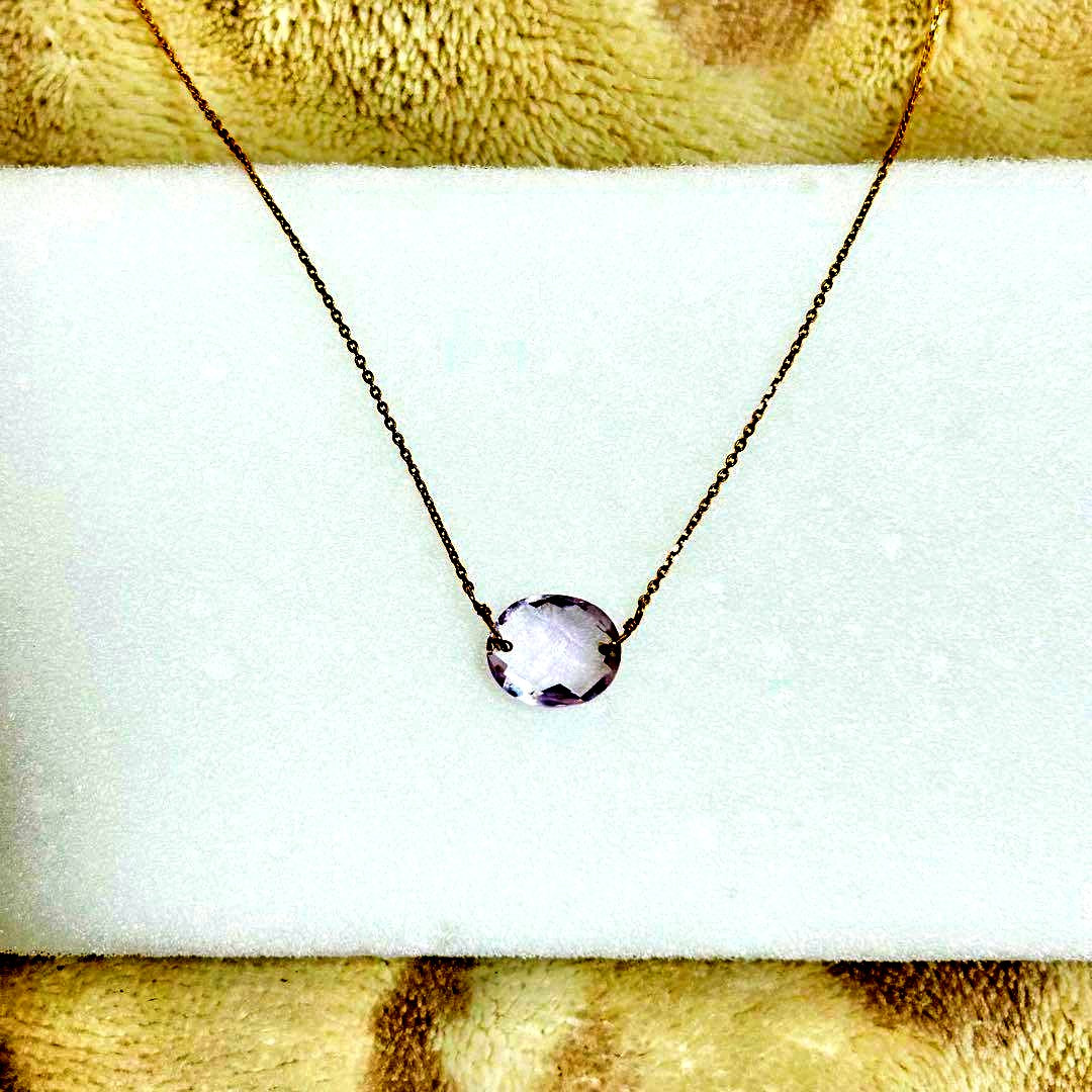 Agate K10 amethyst necklace in light purple with a simple elegant design