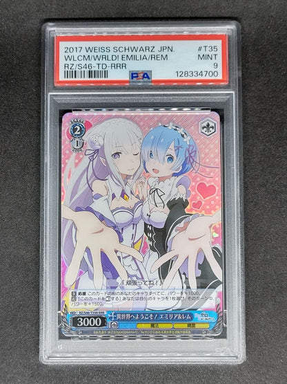 PSA 9 Welcome to the Other World! Emilia Rem RRR Re:Zero — Japanese
