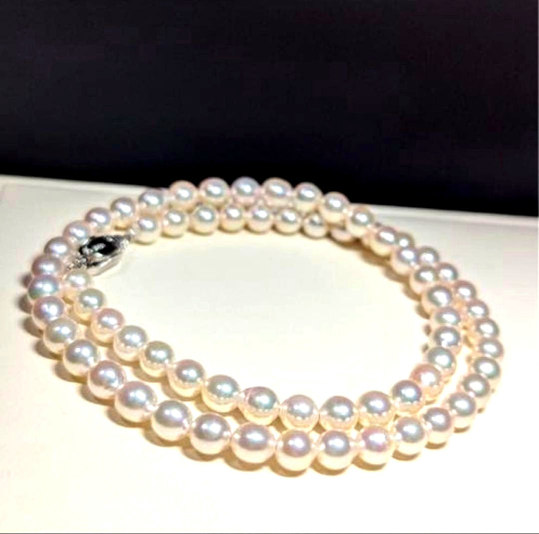 White Akoya pearl necklace with 5.5-6mm pearls and silver 925 clasp, 42cm length