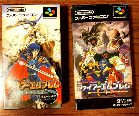Fire Emblem Thracia 776 and The Mystery of the Emblem game set with box and instruction manual