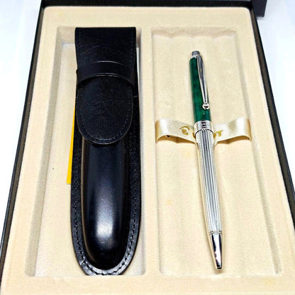 Unused Pilot Grand Se Rhodium Combo green ballpoint pen with rhodium accents and green barrel