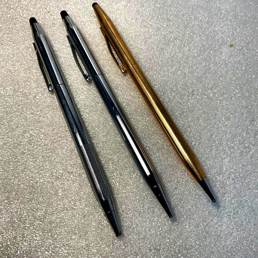 Cross Ballpoint Pen 3-Piece Set showing three pens in black and silver finish