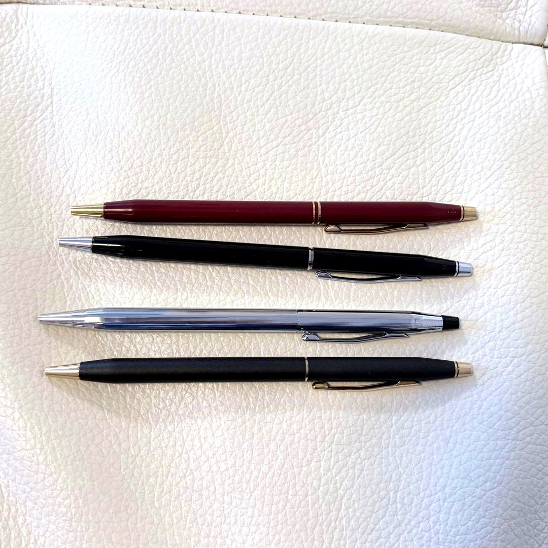 CROSS Classic Century ballpoint pen set with 4 pens in Bordeaux, Black, Chrome, and Matte Black colors