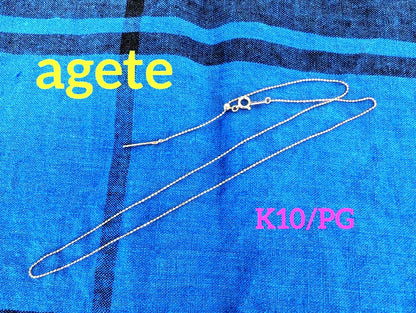 agete K10 pink gold necklace with adjustable pin slider cut chain, approximately 44 cm length