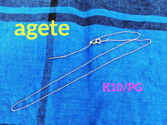 agete K10 pink gold necklace with adjustable pin slider cut chain, approximately 44 cm length