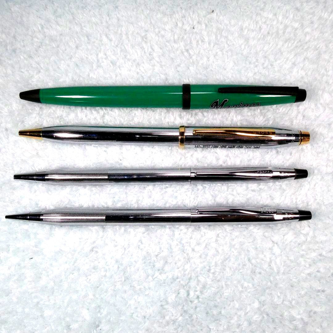 Cross Brand Takeuchi Writing Set including two twist-action ballpoint pens, one silver ballpoint pen, and one mechanical pencil