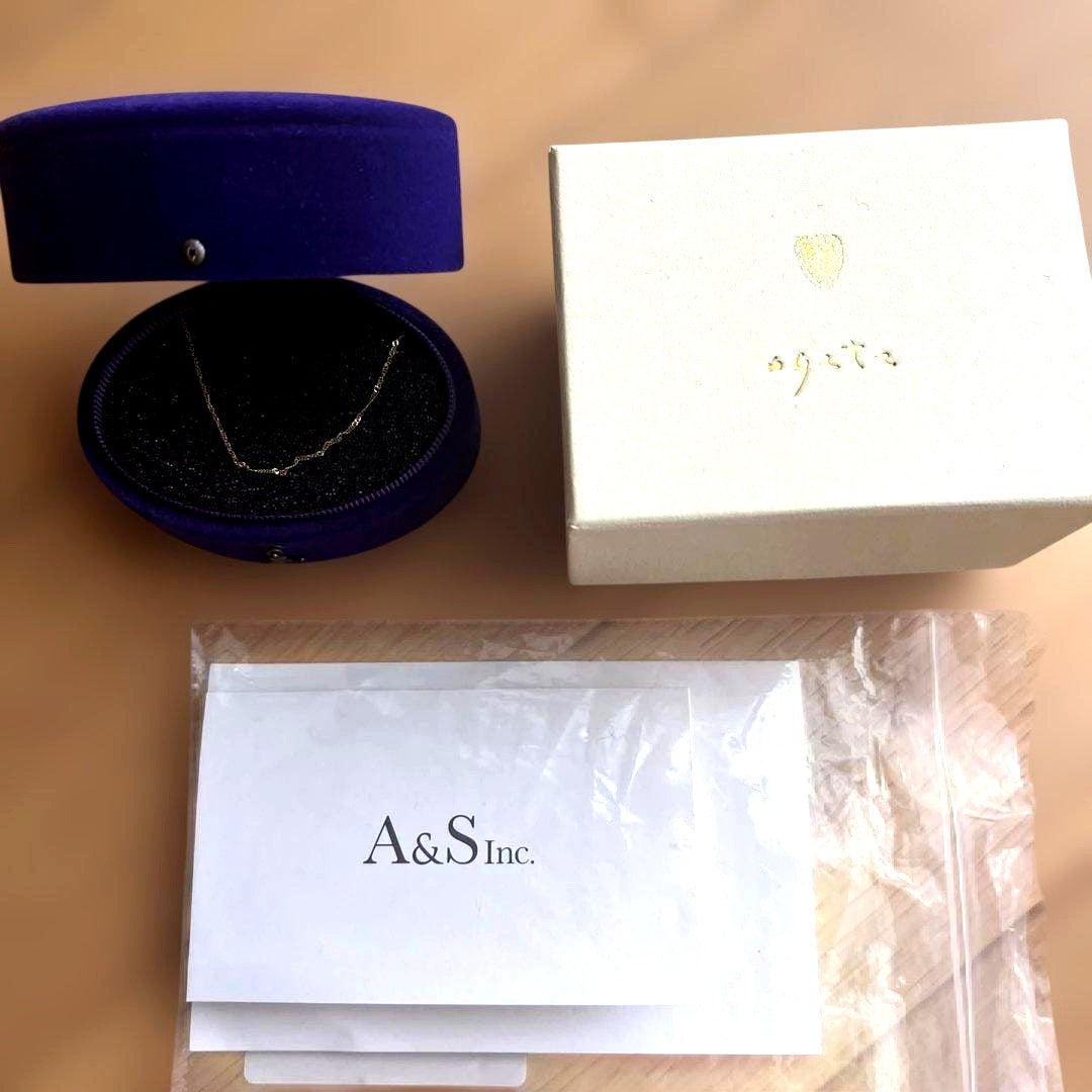 agete K18 gold necklace chain measuring 50cm displayed on white background