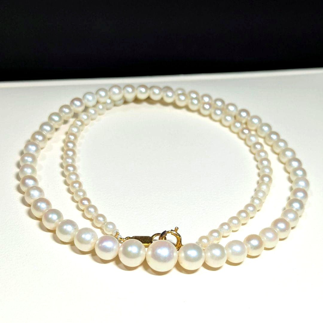 N92 Akoya Pearl Graduation Necklace featuring 3.3-7.8mm pearls on a 43cm chain