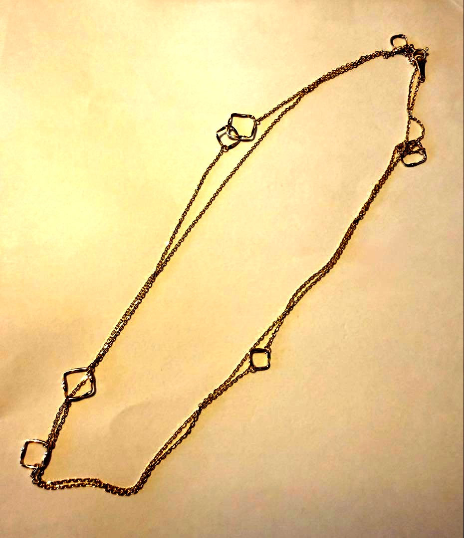 Agete K10YG long necklace in yellow gold with 80cm length displayed on a white background