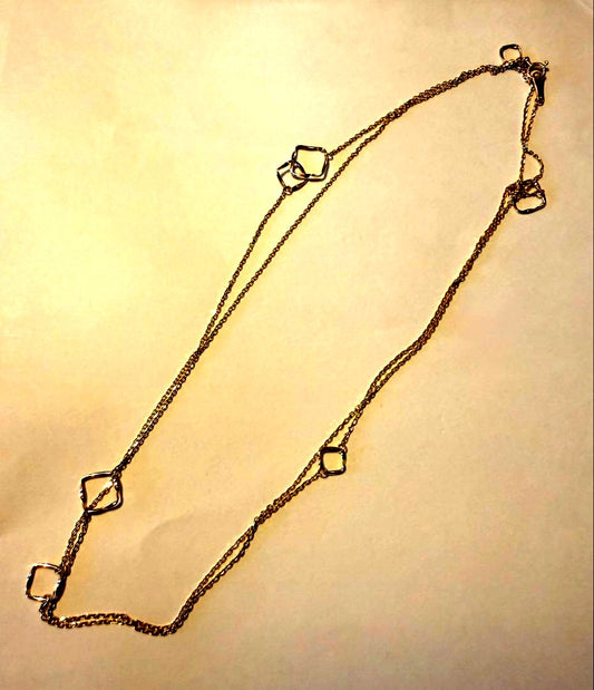 Agete K10YG long necklace in yellow gold with 80cm length displayed on a white background