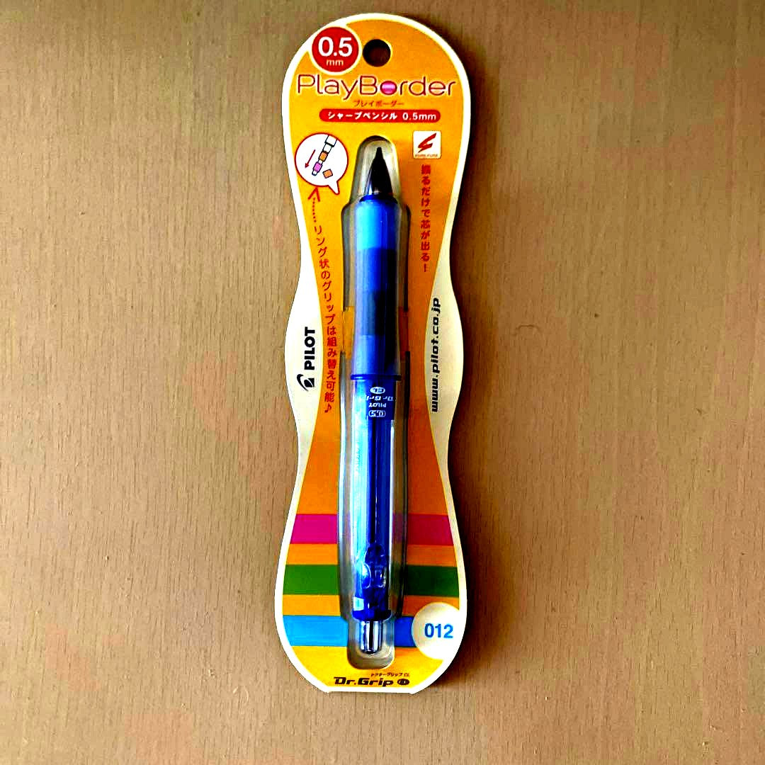 Pilot Dr.Grip mechanical pencil in blue color with 0.5mm lead size on white background