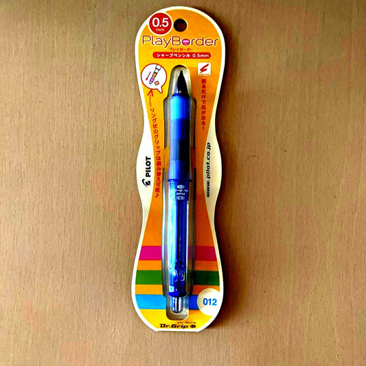 Pilot Dr.Grip mechanical pencil in blue color with 0.5mm lead size on white background