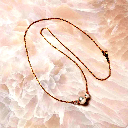 MICIMOTO pearl diamond necklace with 7.8mm pearl on 41cm K18 yellow gold chain