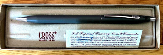 Cross Blue Ballpoint Pen with blue ink in discolored storage box purchased in Singapore