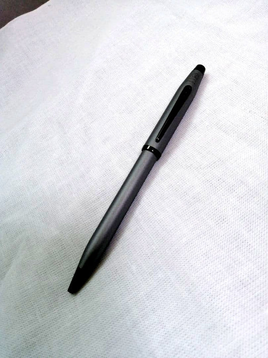 Cross Century II ballpoint pen in gunmetal gray brass with black ink twist mechanism