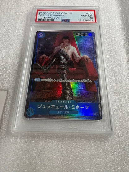 PSA 10 One Piece Dracule Mihawk — OP01-070 — Japanese