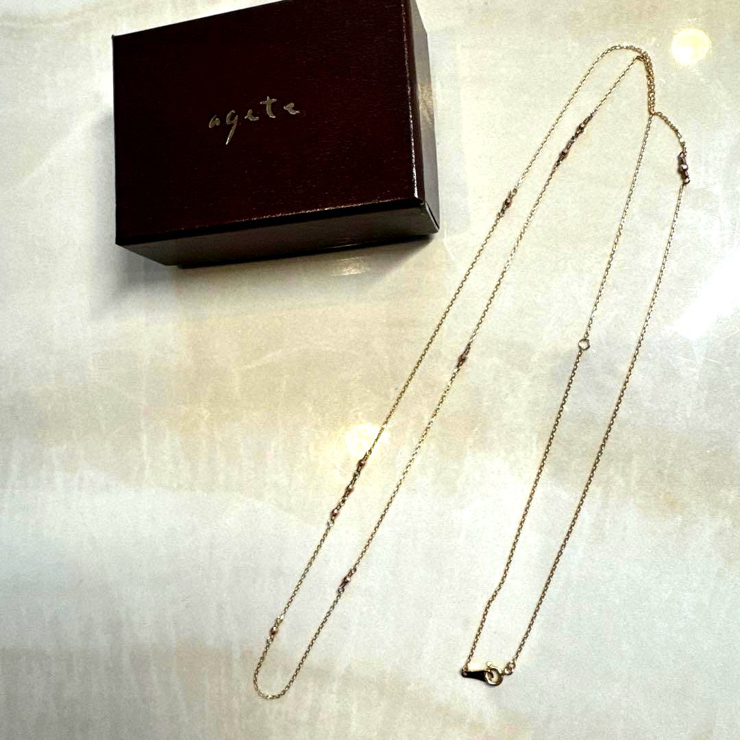Agete 10k gold chain necklace 80cm length displayed on white background