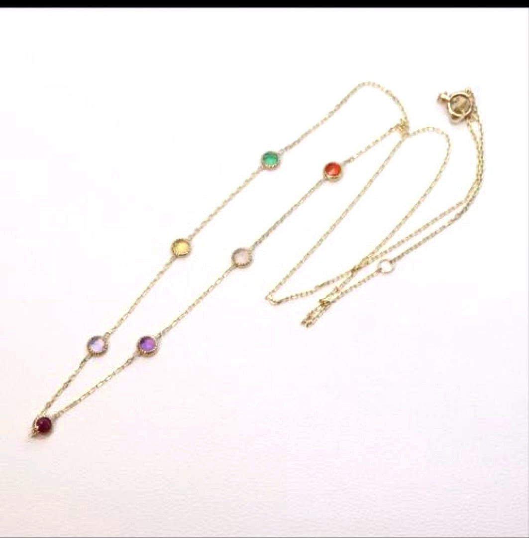 Agete Dreamy multi-color necklace made of K10 gold with 45.7 cm length featuring colorful stones