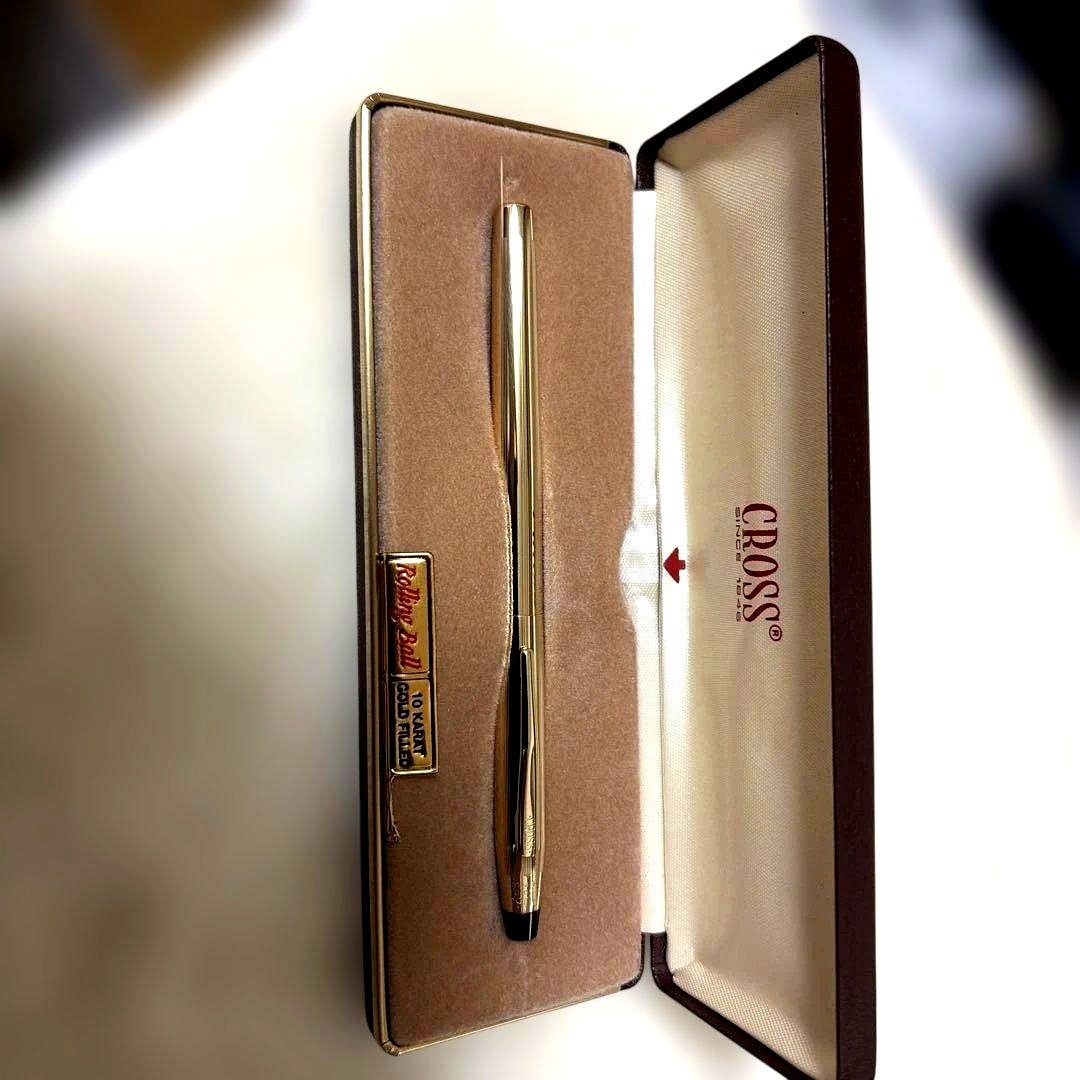 Cross gold plated rollerball pen with 10K gold filled construction showing barrel and cap